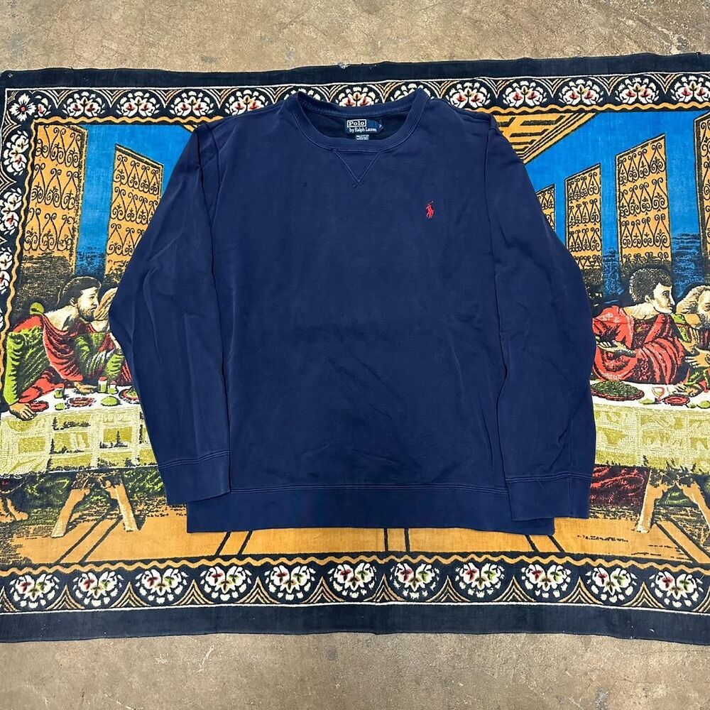 Navy Blue Ralph Lauren crewneck sweatshirt Size xl casual preppy embroidered y2k